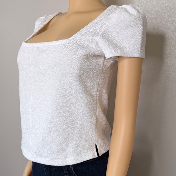 Maeve by Anthropologie White Textured Square Neck Top, New With Tags,White Knit - Picture 2 of 16